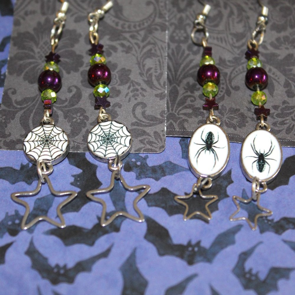 SPIDER CHARM BEAD HALLOWEEN EARRINGS 🕷️🕸️✨